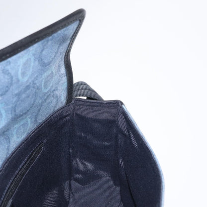 Salvatore Ferragamo Gancini Canvas, Navy, Canvas, Shoulder Bag