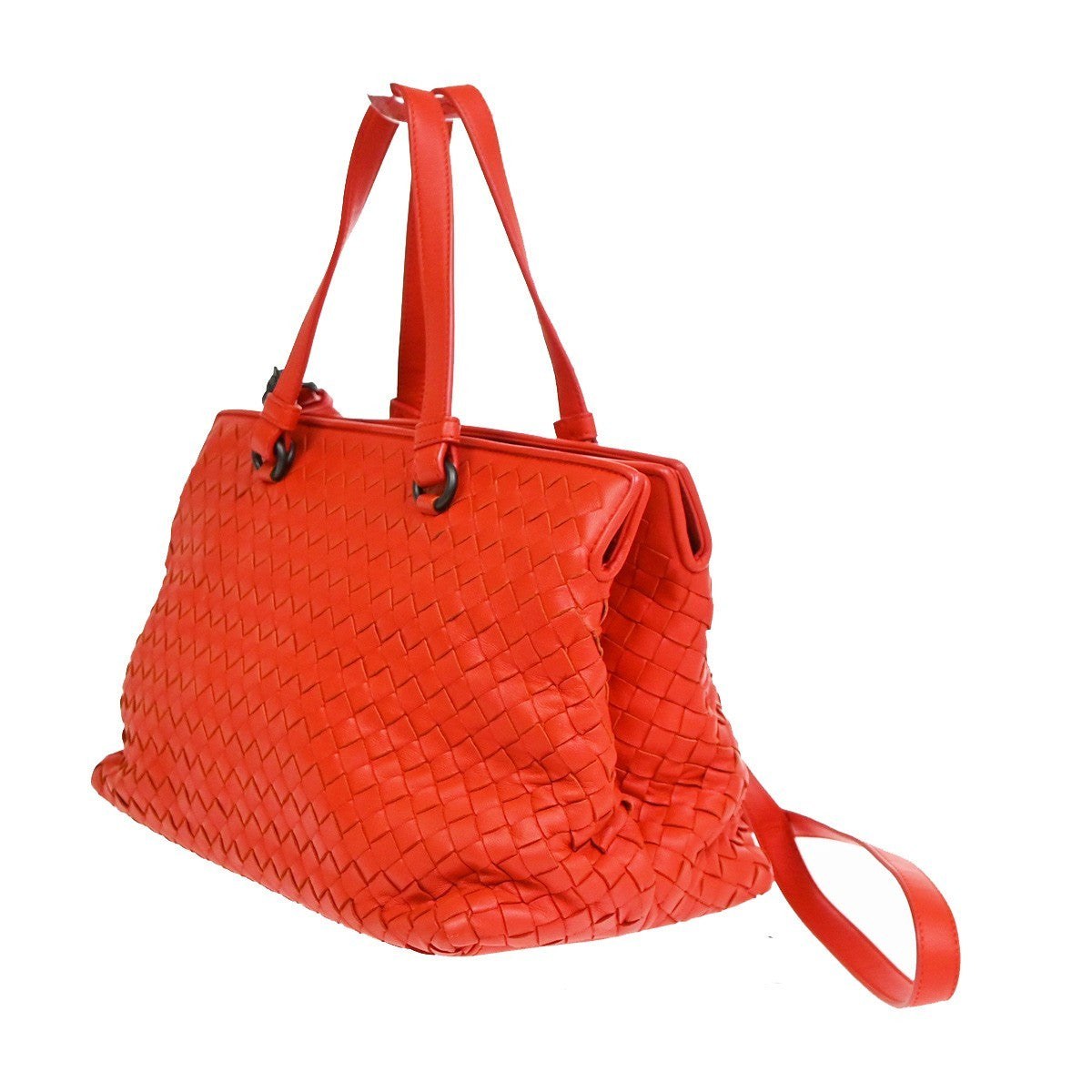 Bottega Veneta 2-Pocket Convertible Tote Intrecciato Nappa, Red, Leather, Tote Bag
