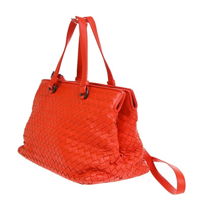 Bottega Veneta 2-Pocket Convertible Tote Intrecciato Nappa, Red, Leather, Tote Bag