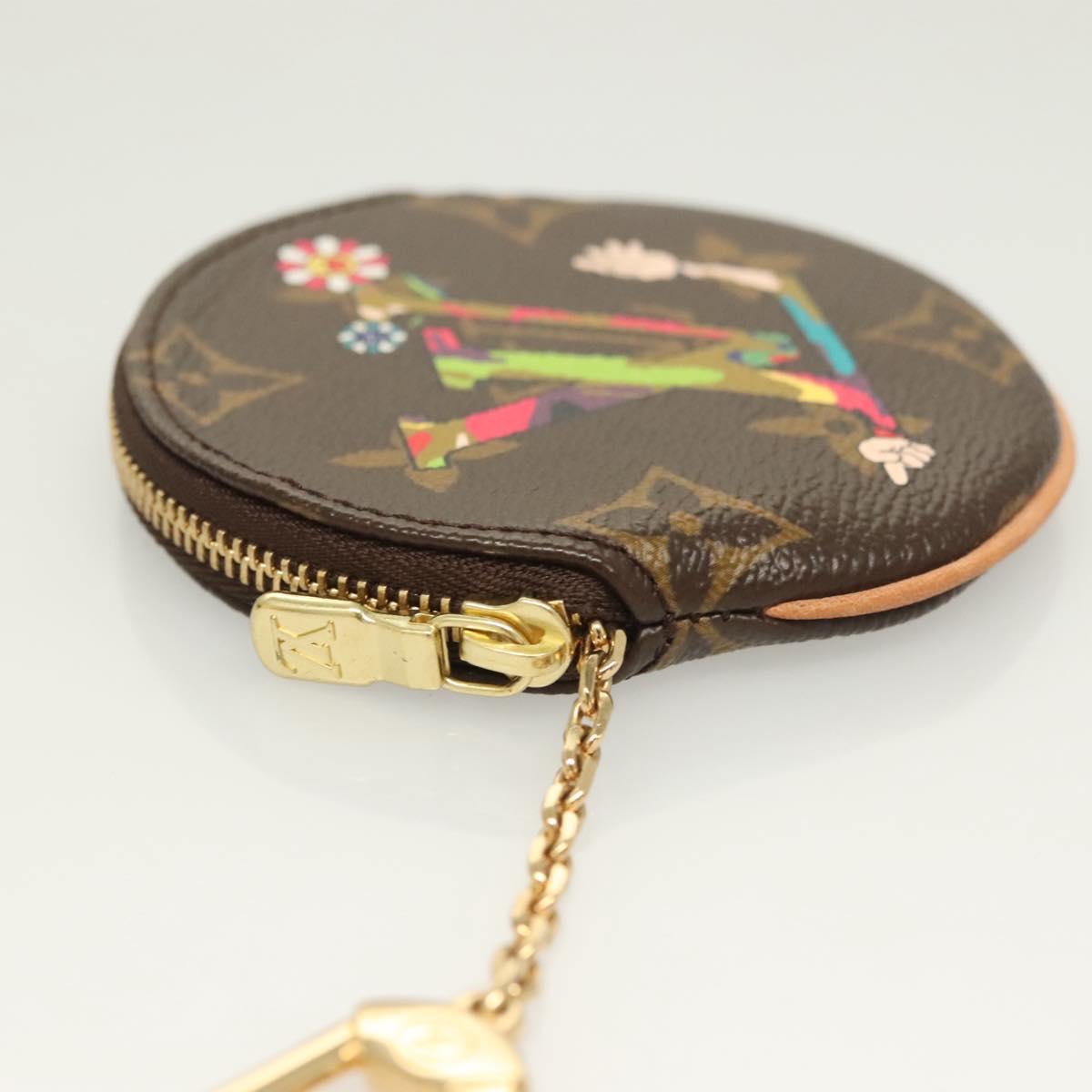 Louis Vuitton Porte Monnaie Rond, Brown, Canvas, wallet