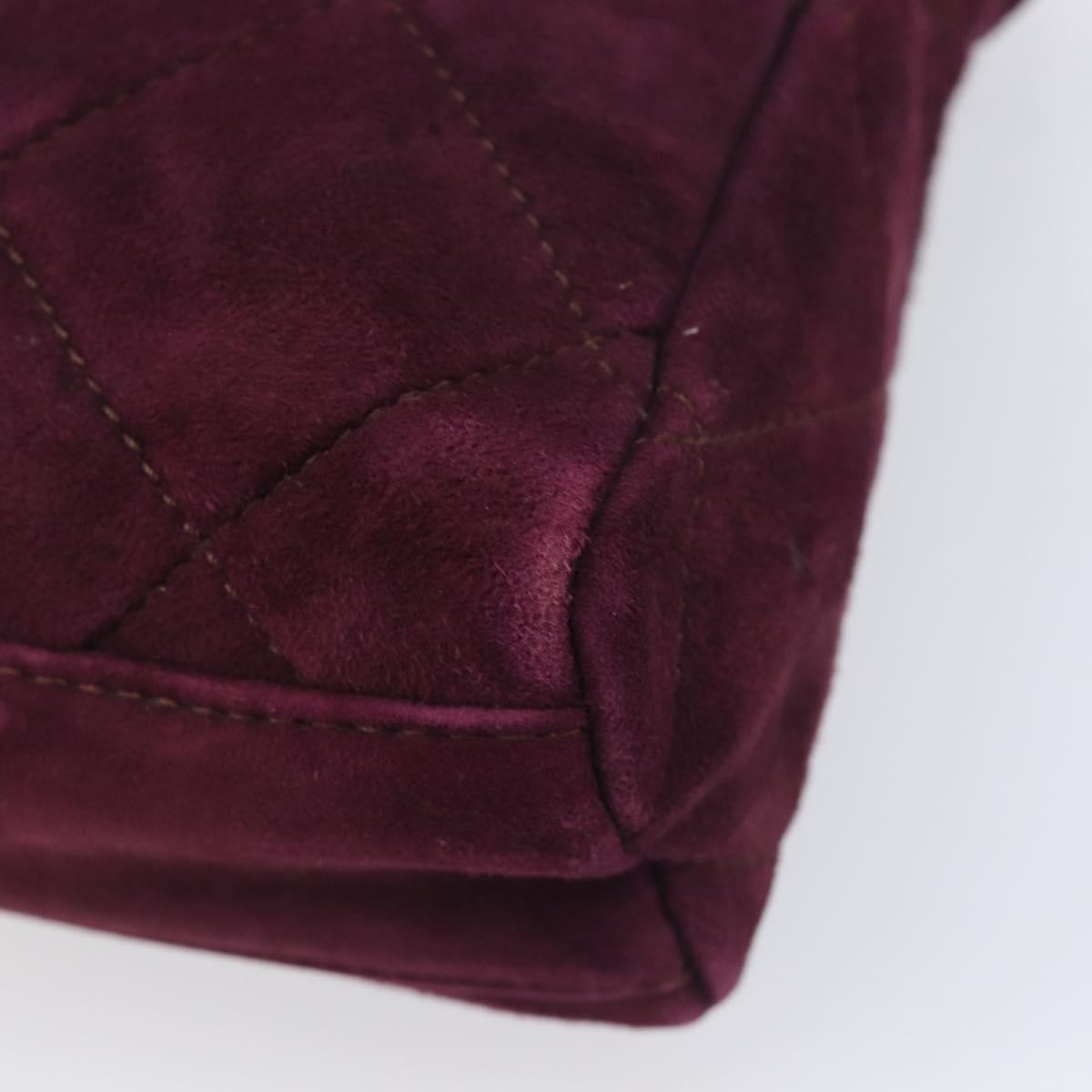 Prada Vintage Chain Flap Suede, Burgundy, Suede, Shoulder Bag