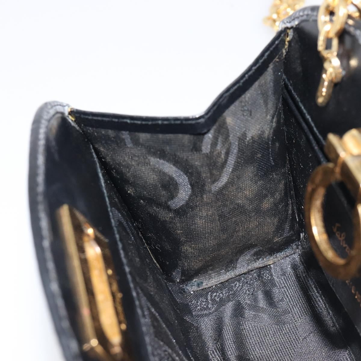 Salvatore Ferragamo Vintage Gancini Chain Patent Leather, Black, Patent Leather, Shoulder Bag