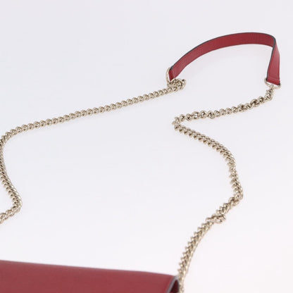 Gucci Interlocking Wallet on Chain Leather, Red, Leather, Shoulder Bag