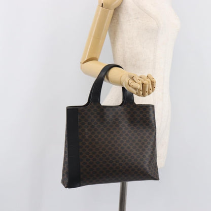 Celine Vintage Macadam Canvas and Leather, Black, Canvas, Handbag
