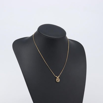 Christian Dior Vintage Logo Pendant Metal, Gold, Metal, Necklace