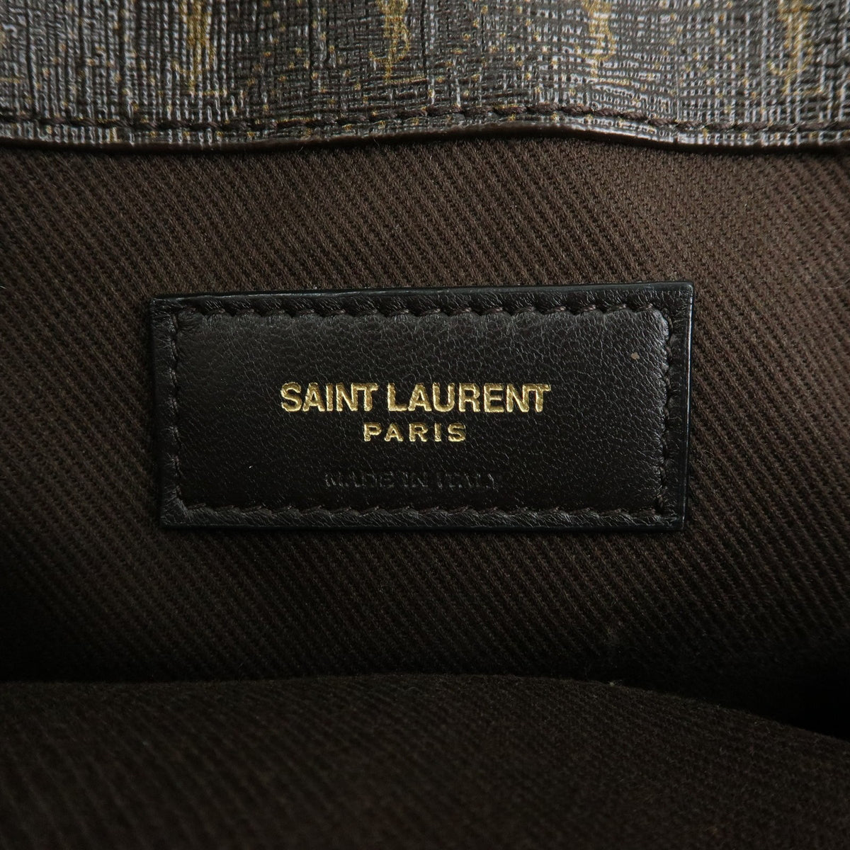 Saint Laurent Le Monogramme Shopper Monogram All Over Coated Canvas and Leather, Brown, PVC, Tote Bag