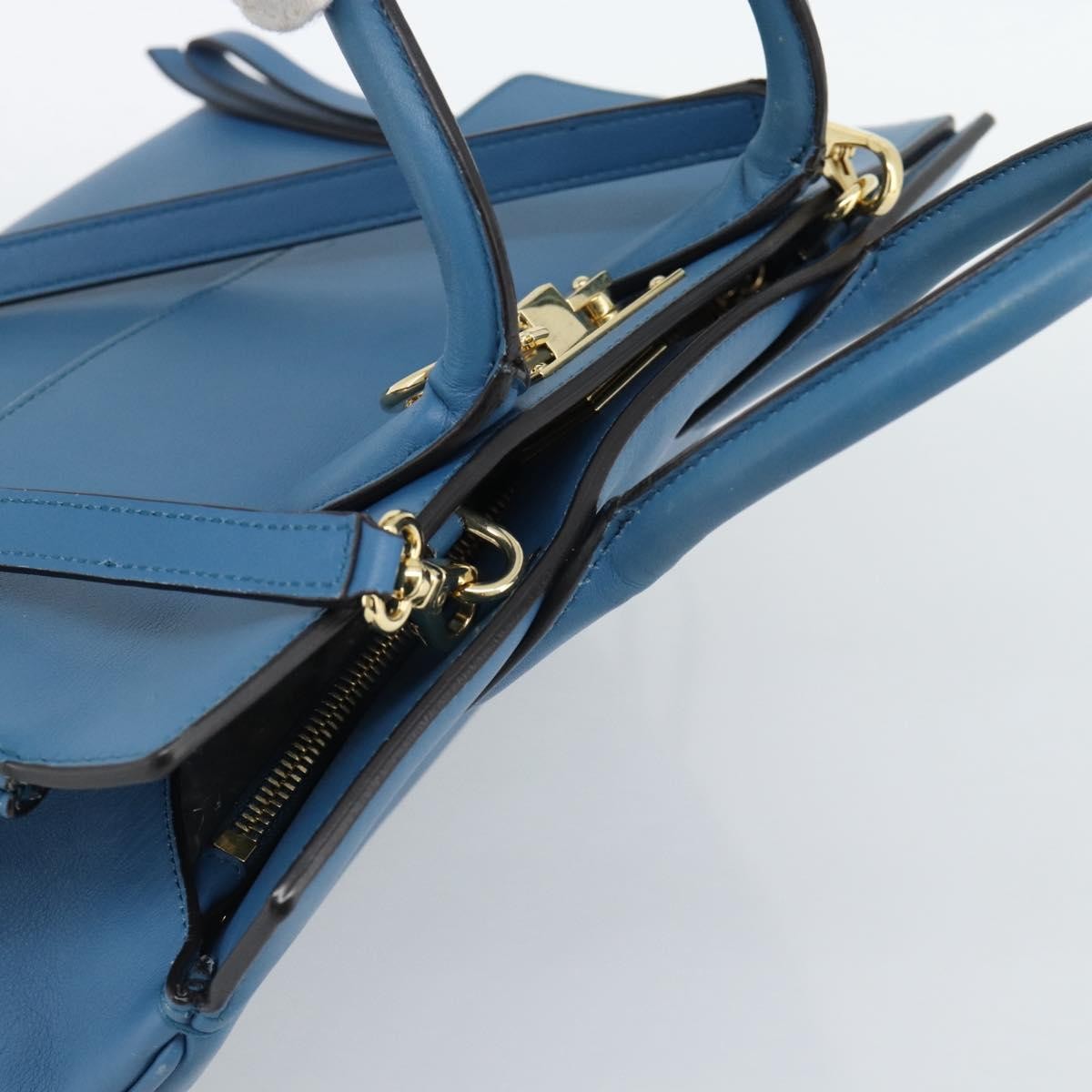Salvatore Ferragamo Studio Portfolio Leather, Blue, Leather, Briefcase