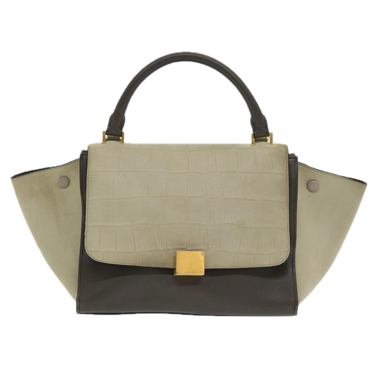 Céline Trapèze, Beige, Leather, handbag