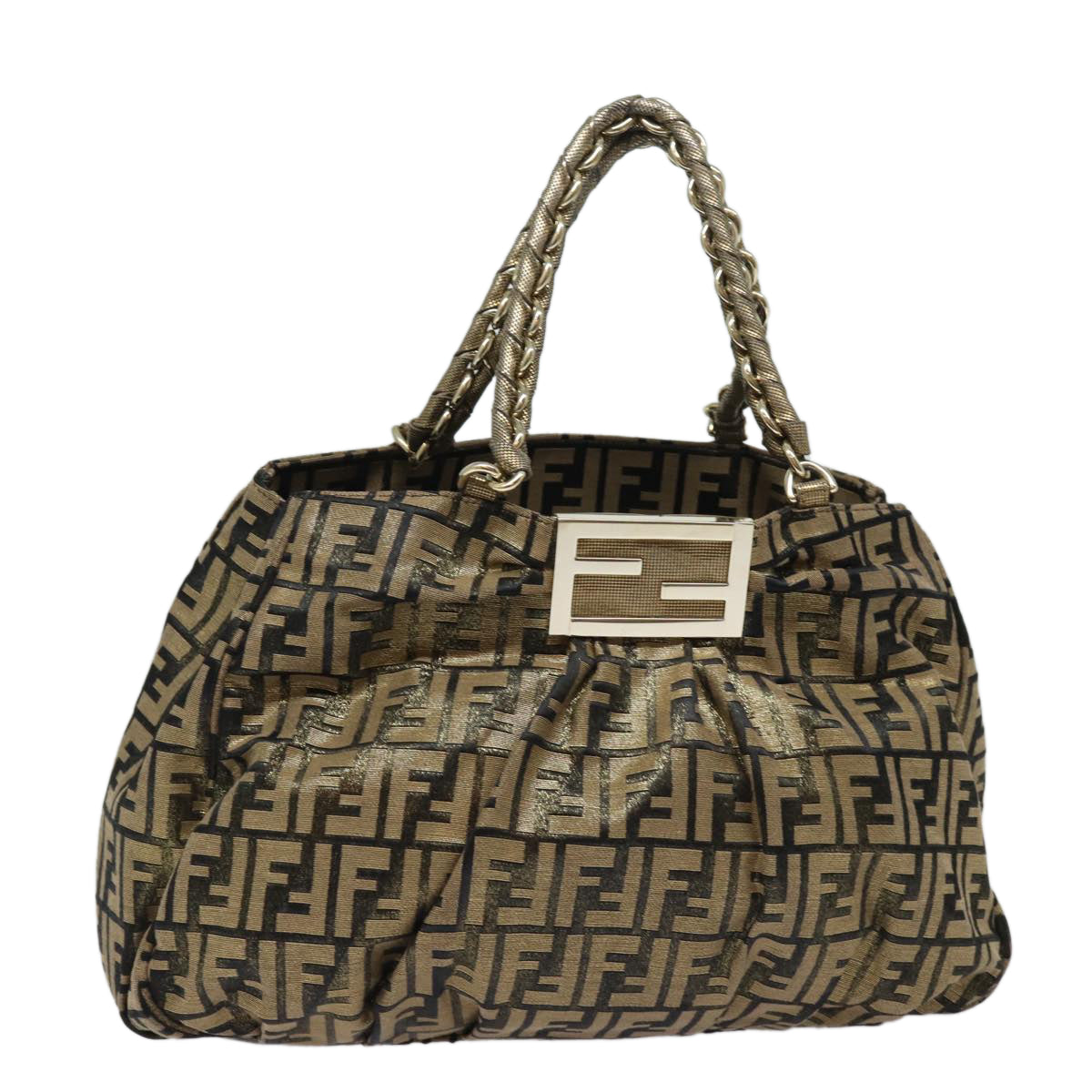 Fendi Zucca, Gold, Canvas, handbag