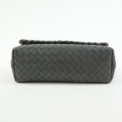 Bottega Veneta Olimpia Intrecciato Nappa, Gray, Leather, Crossbody Bag