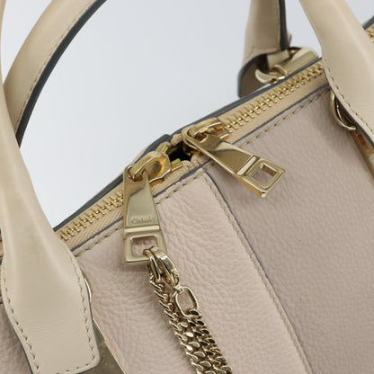 Chloe Bicolor Baylee Satchel Leather, Gray, Leather, Handbag