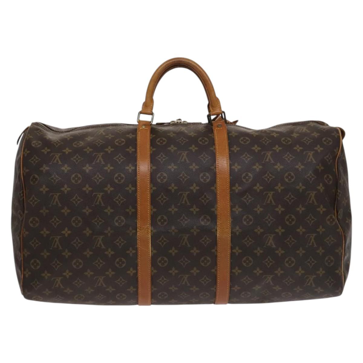 Louis Vuitton Keepall 60, Brown, Canvas, travel