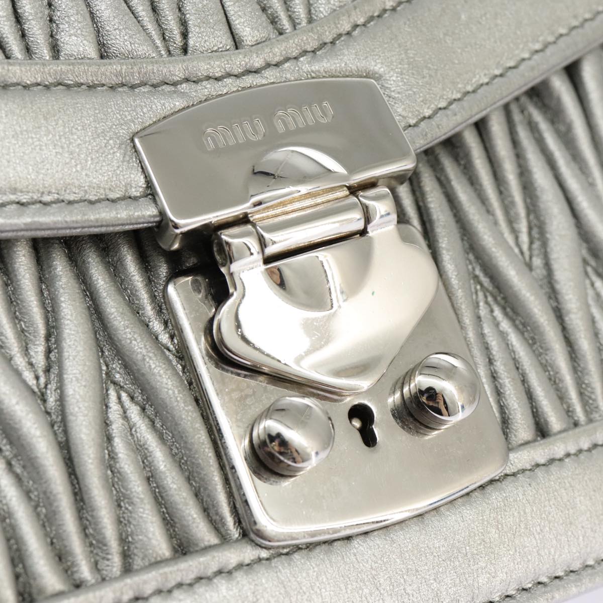 Miu Miu Confidential, Silver, Leather, shoulder