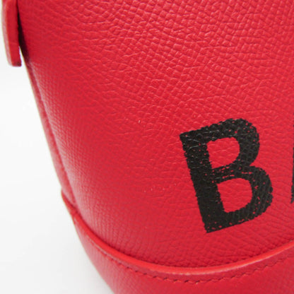 Balenciaga Logo Ville Leather, Red, Leather, Handbag