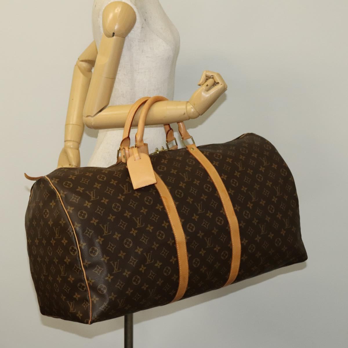 Louis Vuitton Keepall Bag Monogram Canvas, BROWN, CANVAS, Travel bag