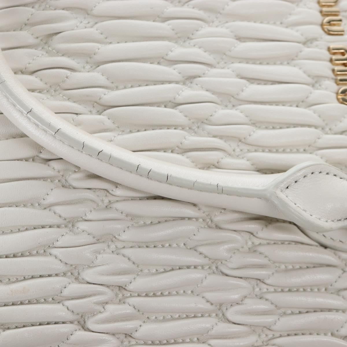 Miu Miu Crystal Convertible Matelasse Leather, White, Leather, Tote Bag
