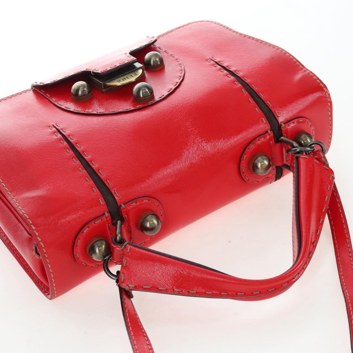 Fendi Secret Code F3 Convertible Satchel Textured Leather, Red, Leather, Handbag