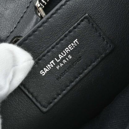 Saint Laurent Monogram Cabas Downtown Raffia and Leather, Black, Leather, Tote Bag