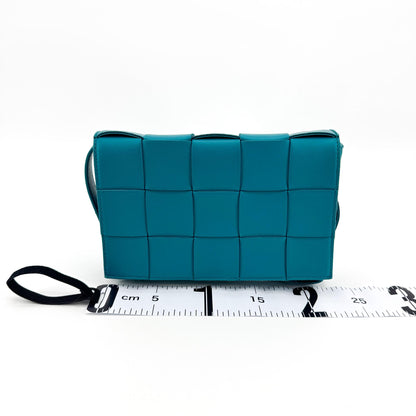 Bottega Veneta Cassette Maxi Intrecciato Leather, Blue, Leather, Crossbody Bag