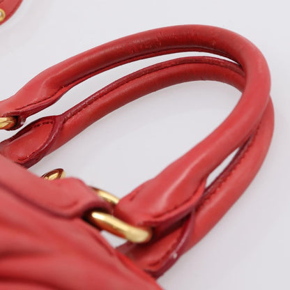 Miu Miu Madras Bowler Matelasse Leather, Red, Leather, Handbag