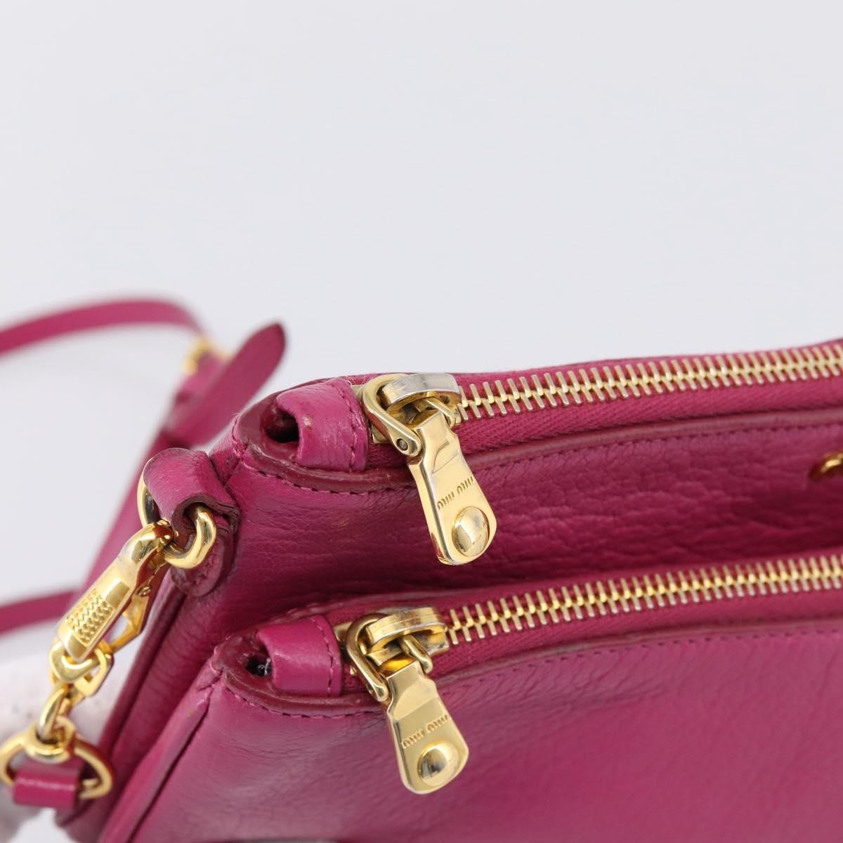 Miu Miu Madras Double Zip Leather, Pink, Leather, Crossbody Bag