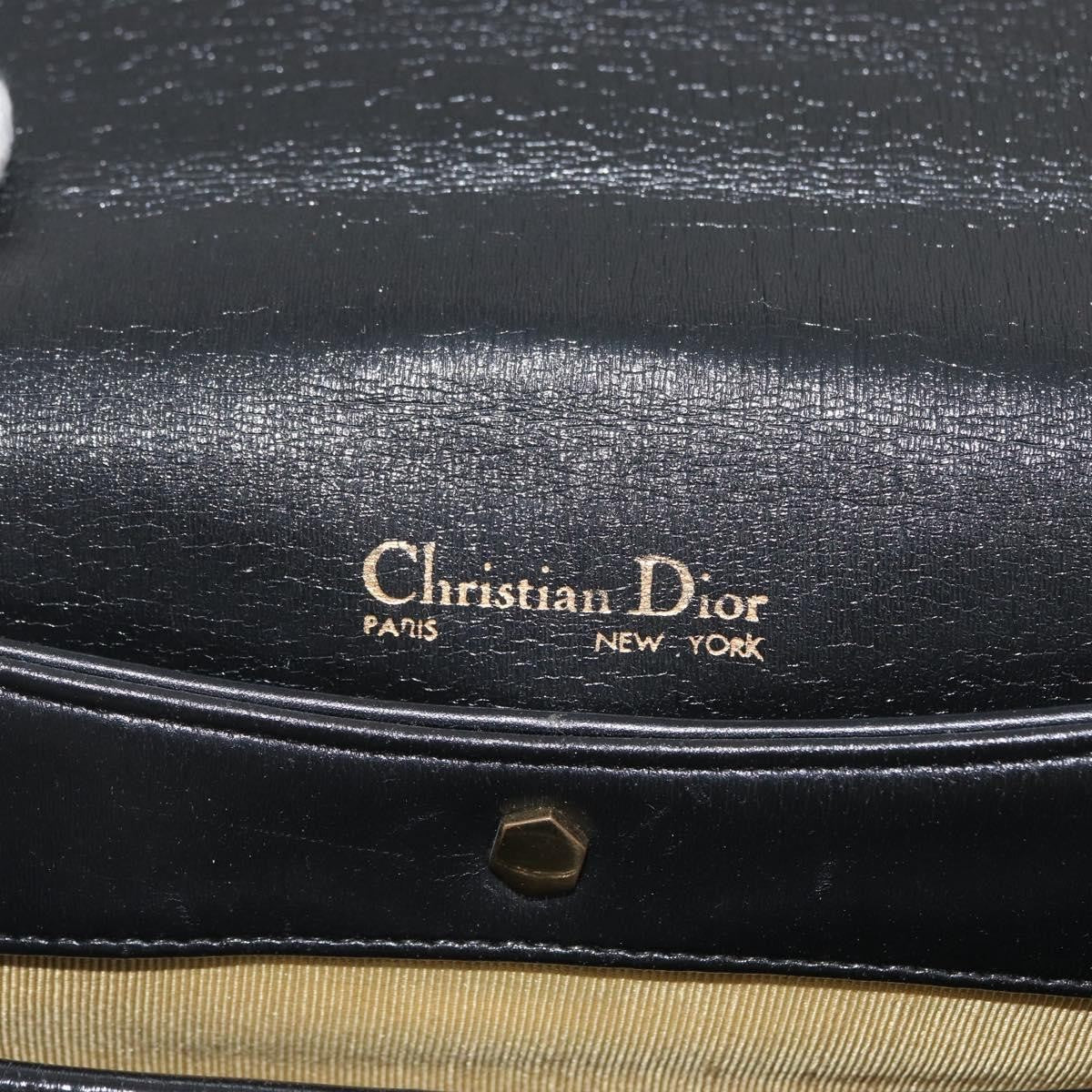 Christian Dior Vintage CD Logo Leather, Black, Leather, Shoulder Bag