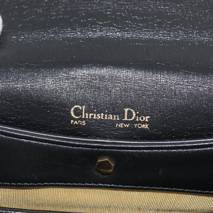 Christian Dior Vintage CD Logo Leather, Black, Leather, Shoulder Bag