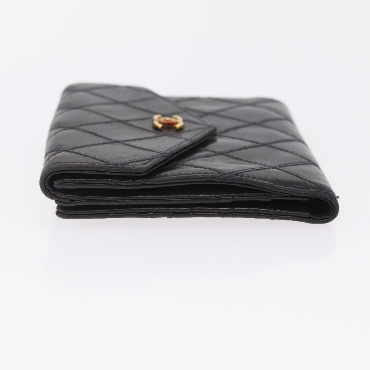 Chanel CC Compact Quilted Caviar, Black, Leather, Wallet