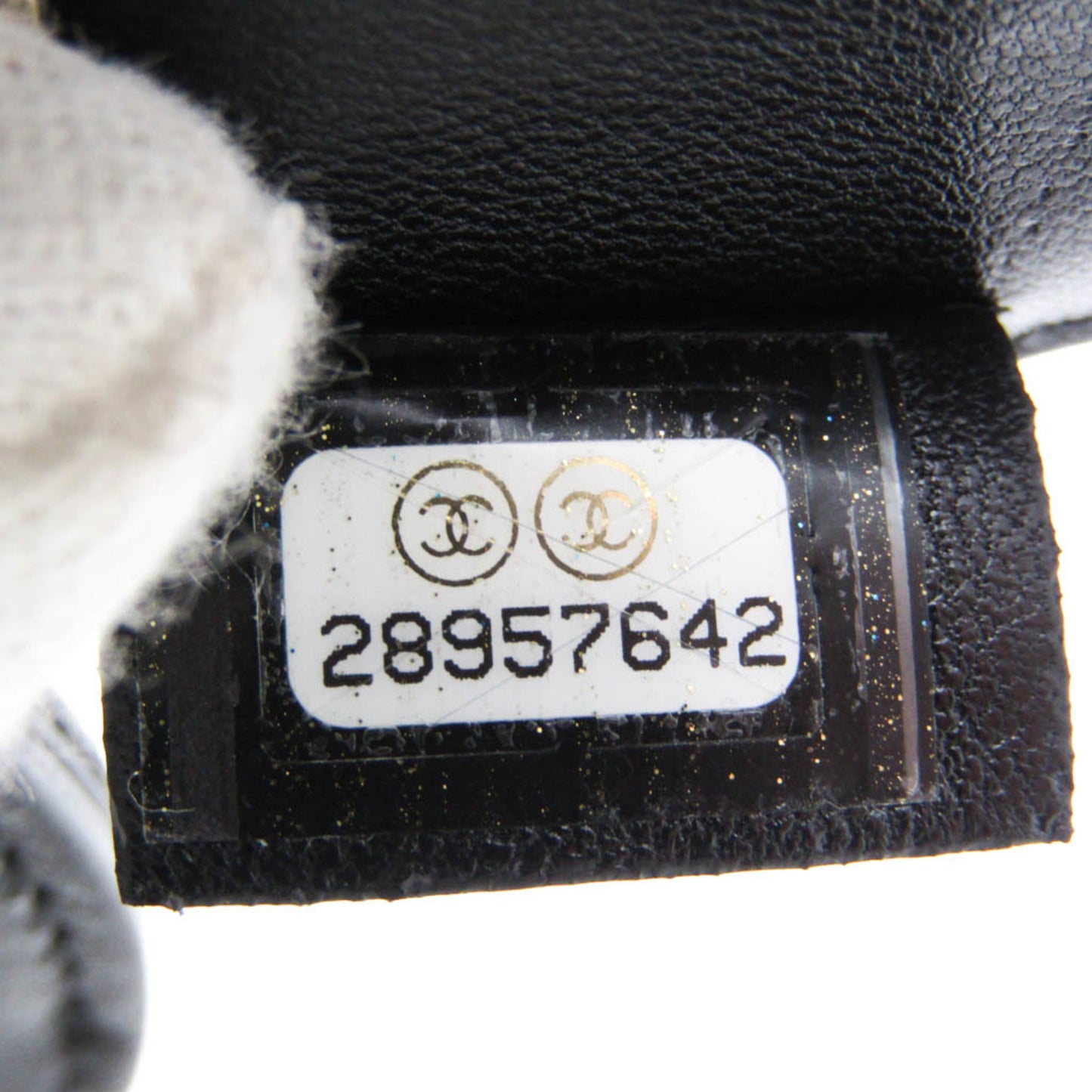 Chanel Name Tag Quilted Leather, Black, Leather, Charm