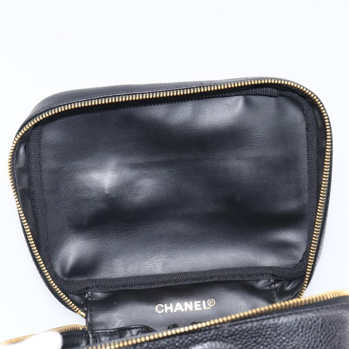 Chanel Vintage Timeless Cosmetic Case Caviar, Black, Leather, Clutch