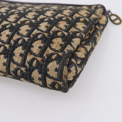 Christian Dior Wristlet Clutch Oblique Canvas, Navy, Canvas, Clutch