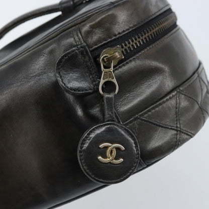 Fendi Vintage Cosmetic Case Pequin Canvas, Black, Leather, Clutch