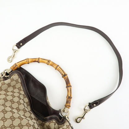 Gucci Bamboo Peggy Hobo GG Canvas, Beige, Canvas, Shoulder Bag