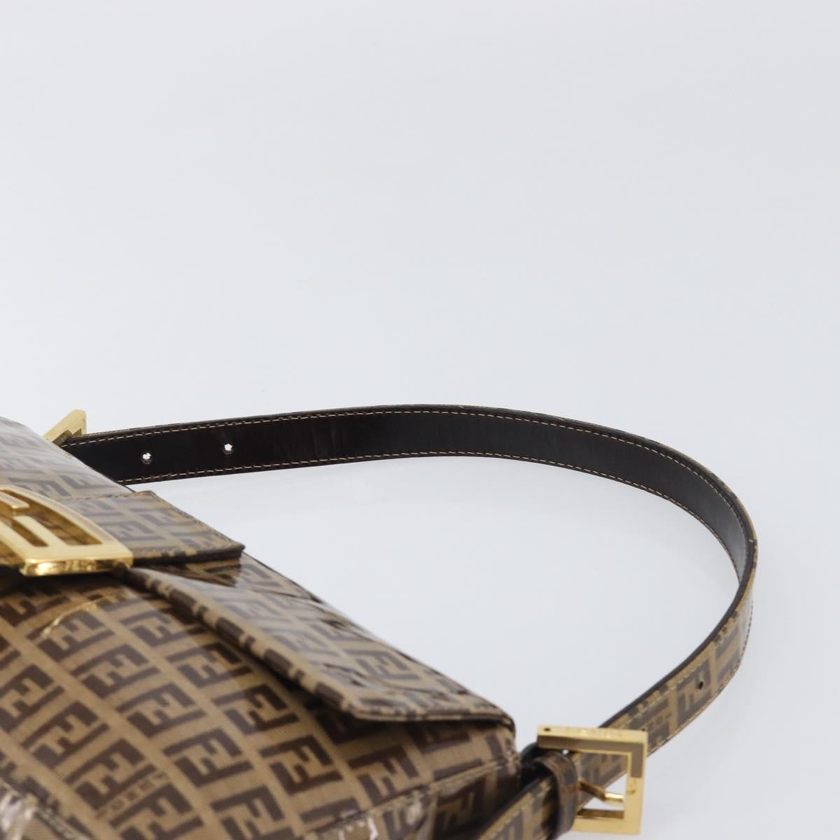 Fendi Mamma Baguette Zucca patent leather, Beige, Canvas, Shoulder Bag