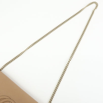 Gucci Soho Chain Leather, Beige, Leather, Crossbody Bag