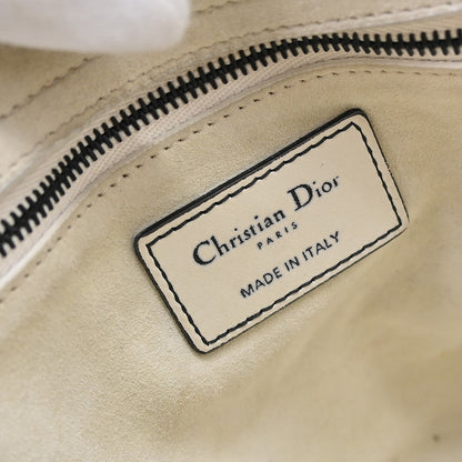 Christian Dior Supple Lady Dior Cannage Studded Lambskin, White, Leather, Handbag