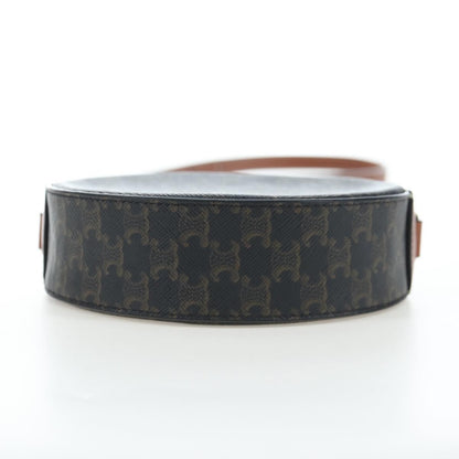 Celine Round Purse on Strap Triomphe Coated Canvas, Black, PVC, Shoulder Bag