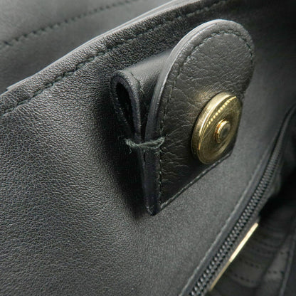Salvatore Ferragamo W Chain Leather, Black, Leather, Tote Bag