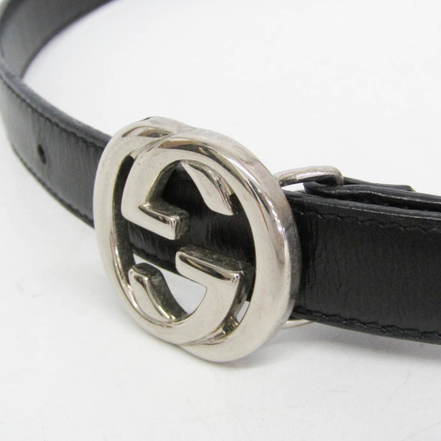 Gucci Interlocking G Belt (Outlet) Leather, Black, Leather, Belt