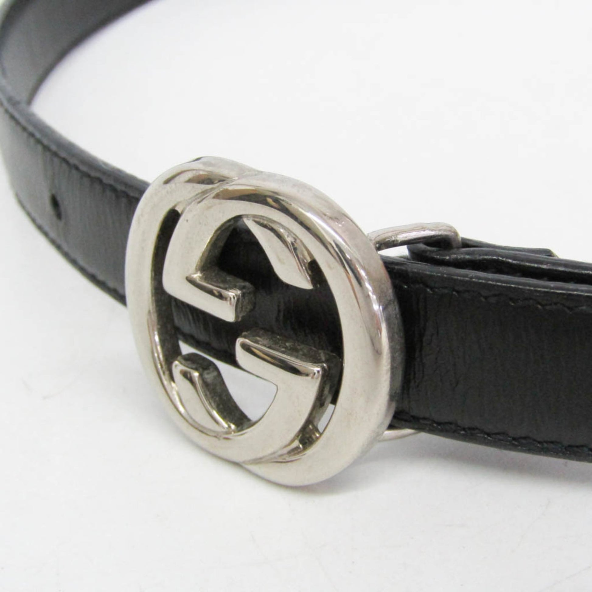 Gucci Interlocking G Belt (Outlet) Leather, Black, Leather, Belt