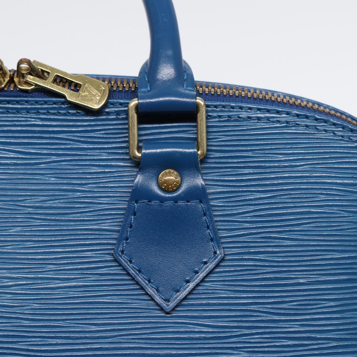 Louis Vuitton Alma, Blue, Leather, handbag