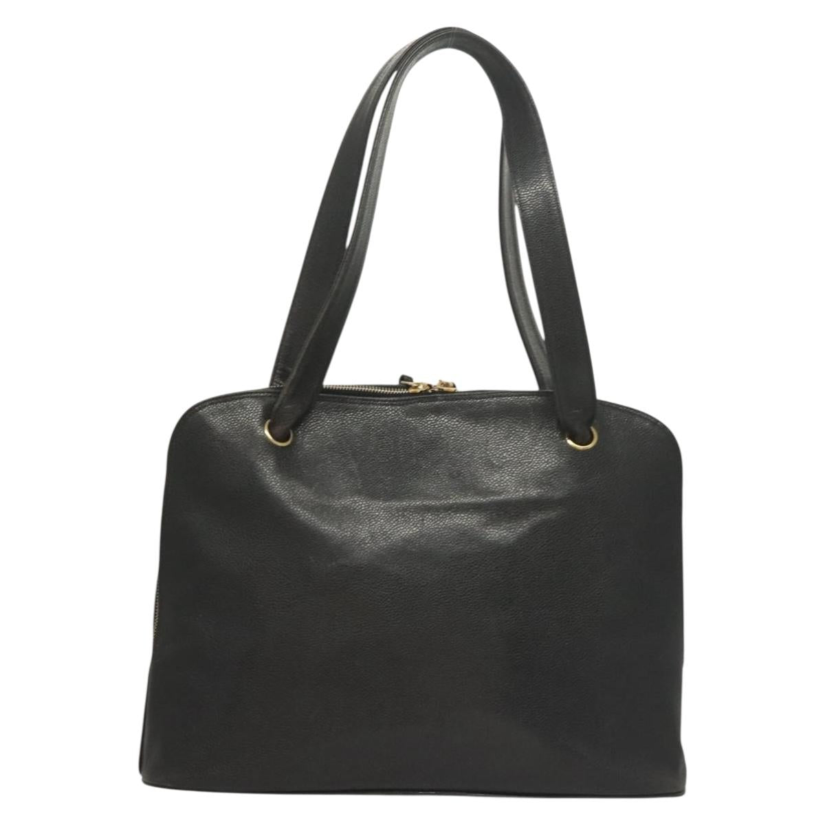 Chanel Coco Mark, Black, Leather, tote