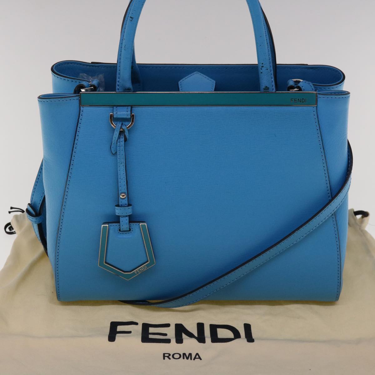 Fendi 2Jours, Black, Leather, handbag