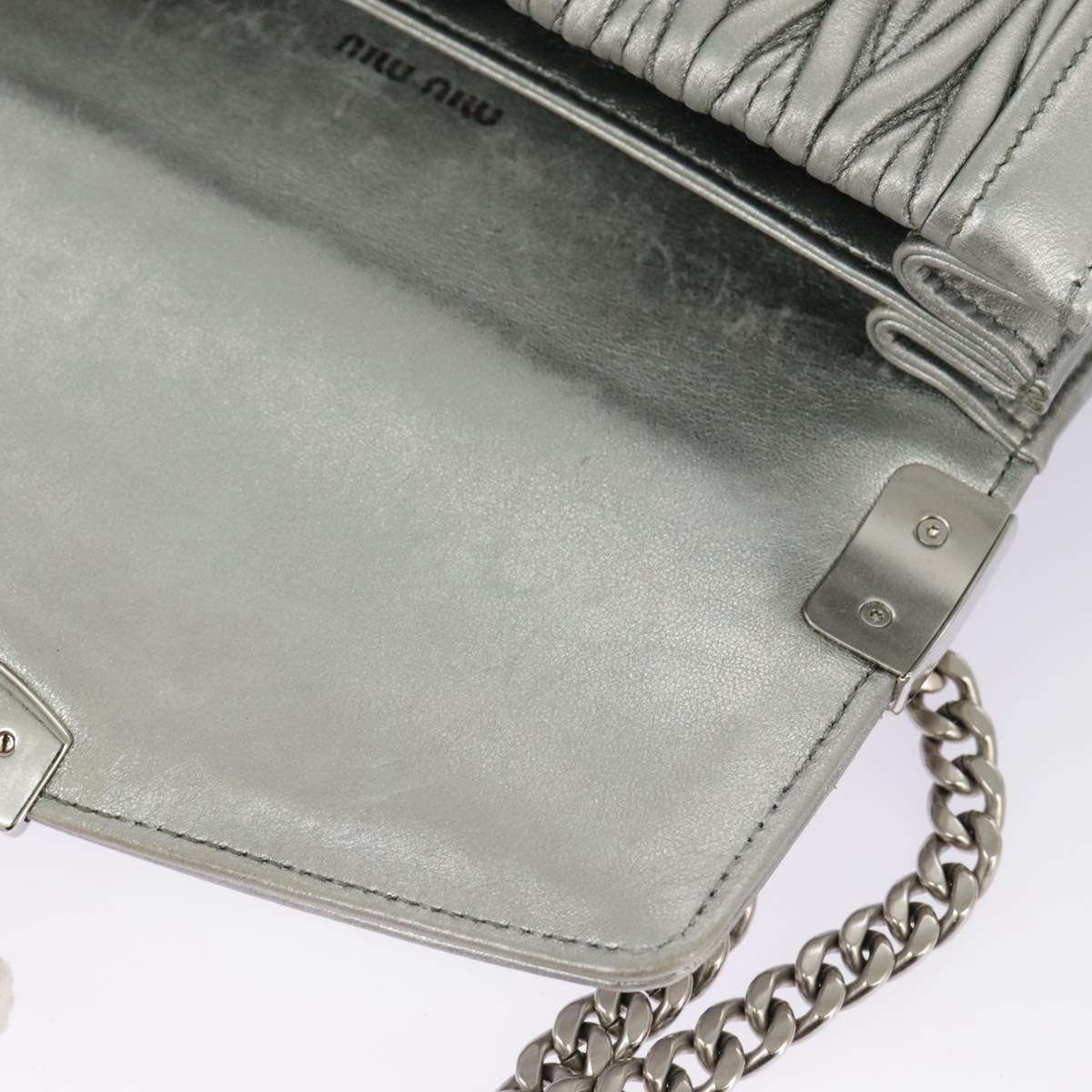 Miu Miu Confidential, Silver, Leather, shoulder