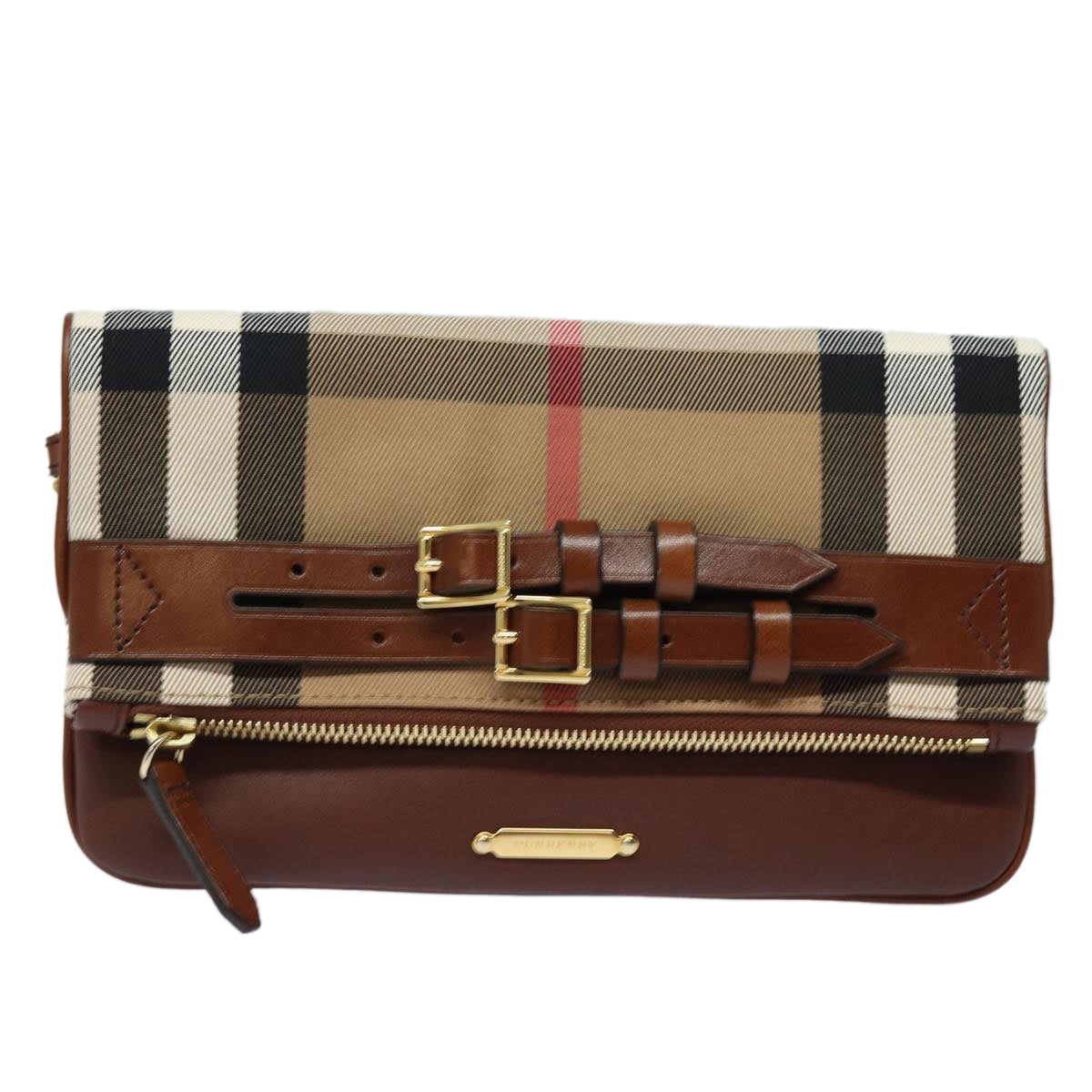 Burberry Nova Check, Brown, Canvas, clutch