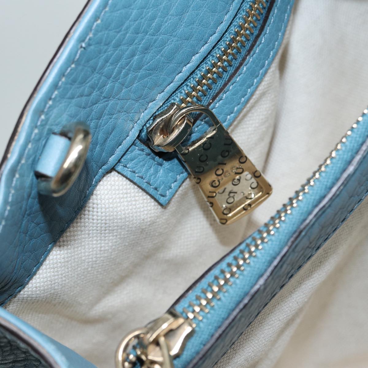 Gucci Bamboo, Blue, Leather, handbag