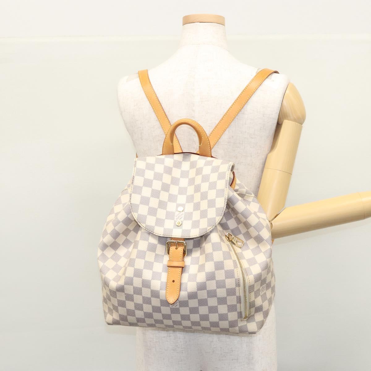 Louis Vuitton Sperone, White, Canvas, backpack