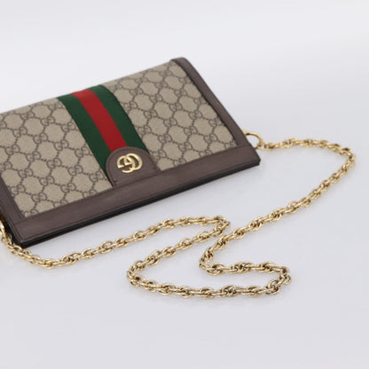 Gucci Ophidia Chain GG Coated Canvas, Beige, Canvas, Shoulder Bag