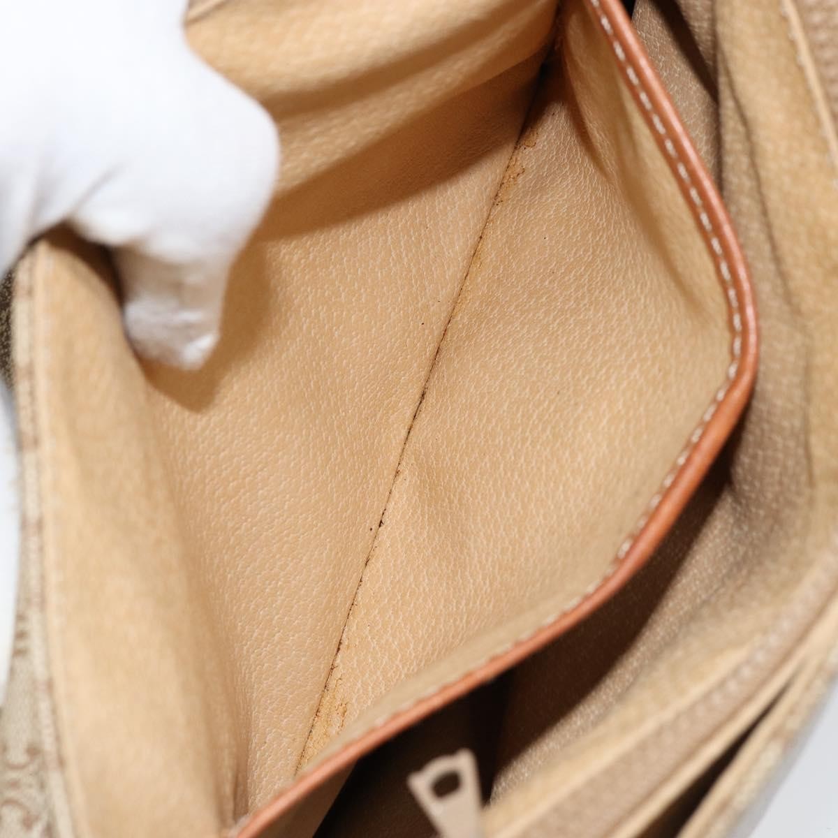 Celine Vintage Macadam Canvas and Leather, Beige, Canvas, Handbag