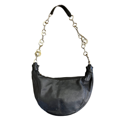 Salvatore Ferragamo Vintage Half-Moon Black Leather Bag